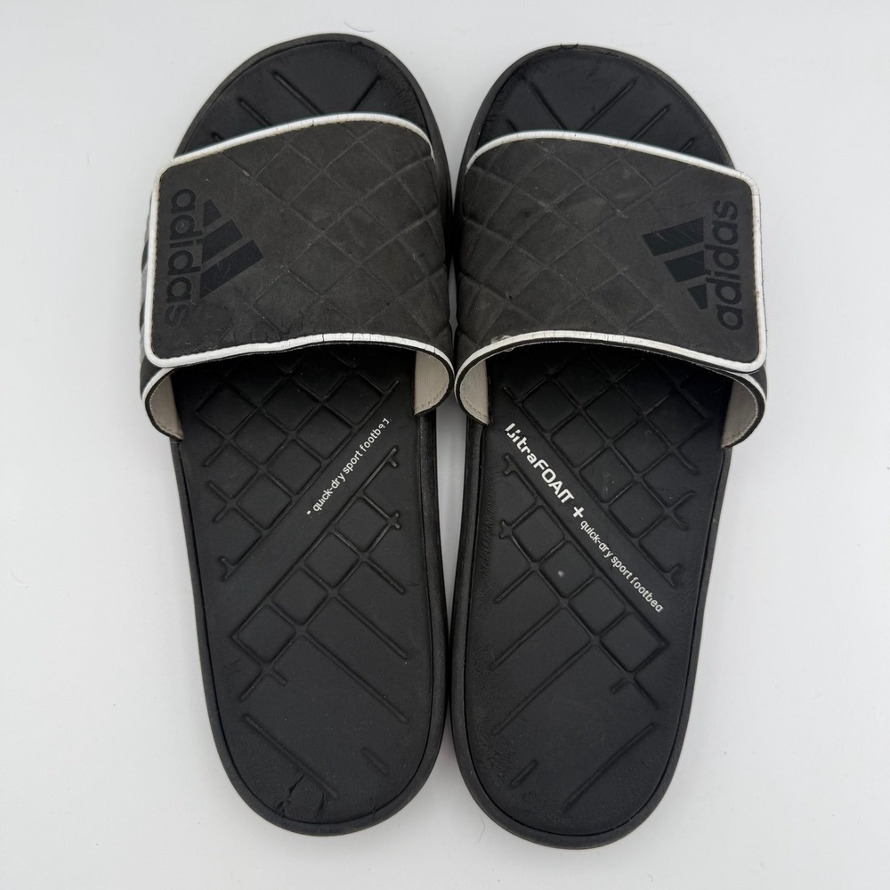 Men's Adidas Black Metallic Silver Zeitfrei Slide UF (UltraFoam+) Slip-On Size 9 - Picture 4 of 9